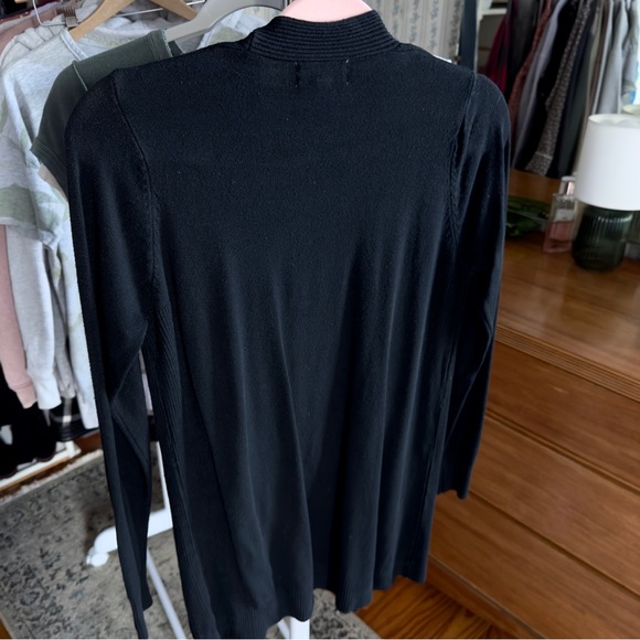 Long Black Open-Front Knit Cardigan - Picture 7 of 8